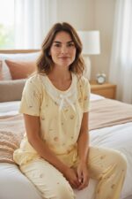 ⁦Women Three-Piece Pajama Set – Soft Printed Homewear⁩ - الصورة ⁦11⁩