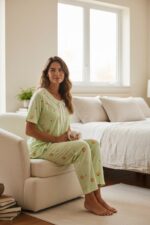 ⁦Women Three-Piece Pajama Set – Soft Printed Homewear⁩ - الصورة ⁦8⁩
