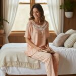 طقم بيجامة نسائي مكون من ثلاث قطع - ملابس منزلية ناعمة مطبوعة