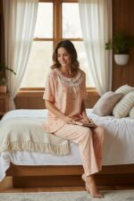 طقم بيجامة نسائي مكون من ثلاث قطع - ملابس منزلية ناعمة مطبوعة