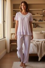 Cloud Dot Three-Piece Pajama Set for Women - Image 6