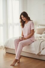 Cloud Dot Three-Piece Pajama Set for Women - Image 10