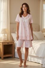 Cloud Dot Three-Piece Pajama Set for Women - Image 2