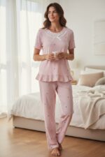 Cloud Dot Three-Piece Pajama Set for Women - Image 9