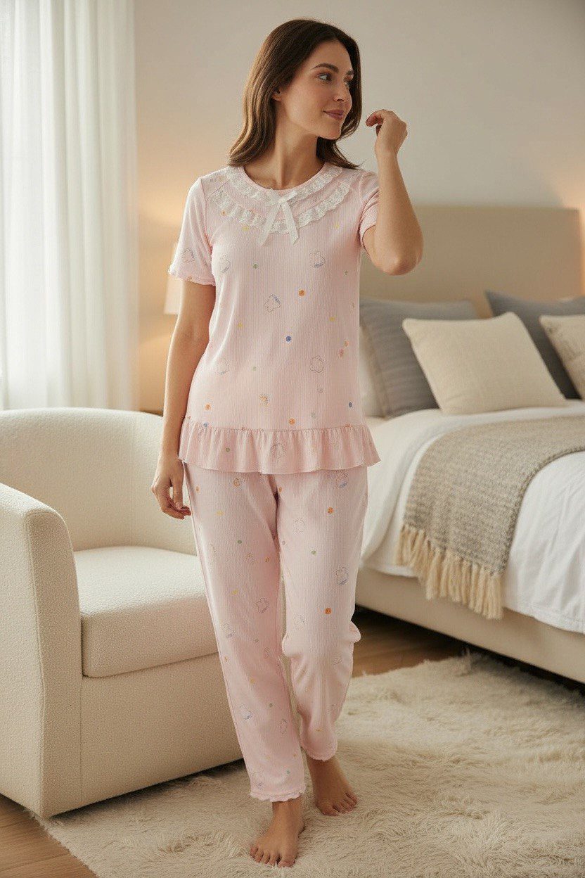 photo_2026-01-10_11-34-41 Cloud Dot Three-Piece Pajama Set for Women - Image 1