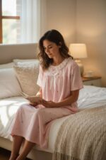 Soft Bloom Lace-Trim Nightdress for Women - Image 2