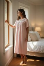 Soft Bloom Lace-Trim Nightdress for Women