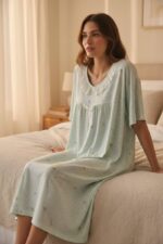Soft Bloom Lace-Trim Nightdress for Women - Image 5