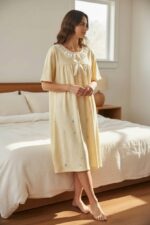 Soft Bloom Lace-Trim Nightdress for Women - Image 4