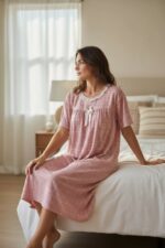 Serene Bloom Cotton Night Dress - Image 4