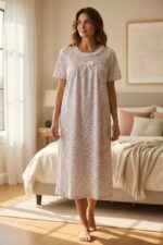 ⁦Serene Blossom Cotton Nightdress⁩ - الصورة ⁦6⁩