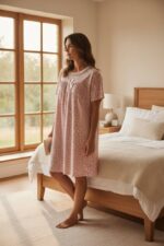 ⁦Serene Blossom Cotton Nightdress⁩ - الصورة ⁦4⁩