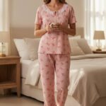 Women’s 3-Piece Floral Pajama Set – Soft Cotton Lounge & Sleepwear Collection
