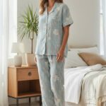 Serene Bloom Lounge Pajama Set – 2PCS Button-Up Floral Sleepwear