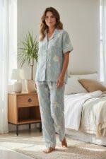 Serene Bloom Lounge Pajama Set – 2PCS Button-Up Floral Sleepwear