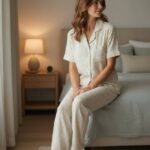 طقم بيجامة سيرين بلوم مكون من 3 قطع - إصدار بيج ناعم باللون البيج الزهري