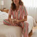 3-Piece Striped Lounge Pajama Set – Button-Up Top, Shorts & Full-Length Pants