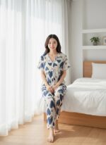 Cute Hearts 3-Piece Pajama Set – Soft Button-Up Sleepwear for Women - Image 3