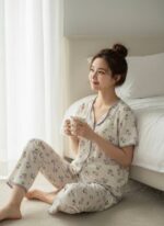 3-Piece Women’s Pajama Set – Soft Ribbed Fabric | Printed Lounge Sleepwear Set - Image 2