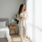 طقم بيجاما نسائي ناعم من قطعتين مزين بالزهور - خفيف الوزن وقابل للتنفس