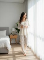 Soft Floral Two-Piece Women’s Pajama Set – Lightweight & Breathable