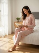 Mini Icon Print 2-Piece Women’s Pajama Set – Long Sleeve Top & Pants - Image 2