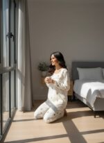 ⁦Soft Motif Two-Piece Pajama Set⁩ - الصورة ⁦3⁩
