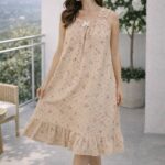 Mini Bear Print Sleeveless Night Dress – Soft Cotton Lounge Wear