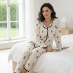 طقم بيجامة برقع زهور على شكل دب تيدي