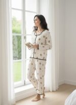 ⁦Teddy Bear Floral Pajama Set⁩ - الصورة ⁦2⁩
