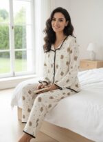⁦Teddy Bear Floral Pajama Set⁩ - الصورة ⁦3⁩