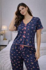 ⁦Cherry Blossom Bow Pajama Set⁩ - الصورة ⁦5⁩