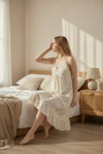 ⁦Pastel Bow Print Ruffle Nightdress⁩ - الصورة ⁦2⁩