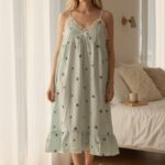 Soft Bloom Mini Night Dress – Botanical Print