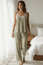 Olive Blossom Lace Pajama Set - Image 3
