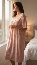 Elegant Lace Floral Night Dress – Soft Relax Collection - Image 2