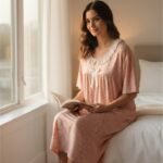 Elegant Lace Floral Night Dress – Soft Relax Collection