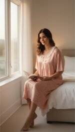 Elegant Lace Floral Night Dress – Soft Relax Collection