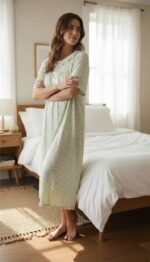 ⁦Soft Floral Lace Night Dress – Calm & Elegant Collection⁩ - الصورة ⁦5⁩