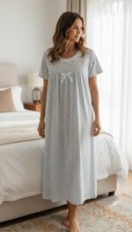 ⁦Soft Floral Lace Night Dress – Calm & Elegant Collection⁩ - الصورة ⁦3⁩