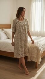 ⁦Elegant Floral Night Dress – Soft Comfort Collection⁩ - الصورة ⁦6⁩