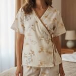 Elegant Floral Wrap Pajama Set – Soft Lounge Wear for Women