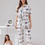 Ribbon Elegance 3-Piece Cotton Pajama Set – Women's Lounge & Sleepwear