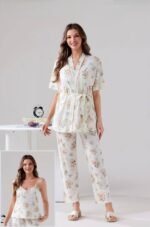 Floral Grace 3-Piece Cotton Pajama Set – Women's Lounge & Sleepwear
