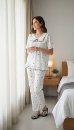 Sweet Heart Ruffle Pajama Set – Women's Soft Sleepwear - Image 2