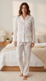 Sweet Heart Cotton Pajama Set – Women's Soft Button Sleepwear