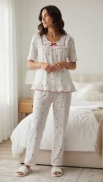 Sweet Heart Ruffle Pajama Set – Women's Soft Sleepwear