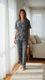 Classic Polka Dot Pajama Set – Women's Button Sleepwear - Image 2