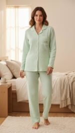 Premium Soft Button-Up Pajama Set – Women's Long Sleeve Lounge Wear - Image 2