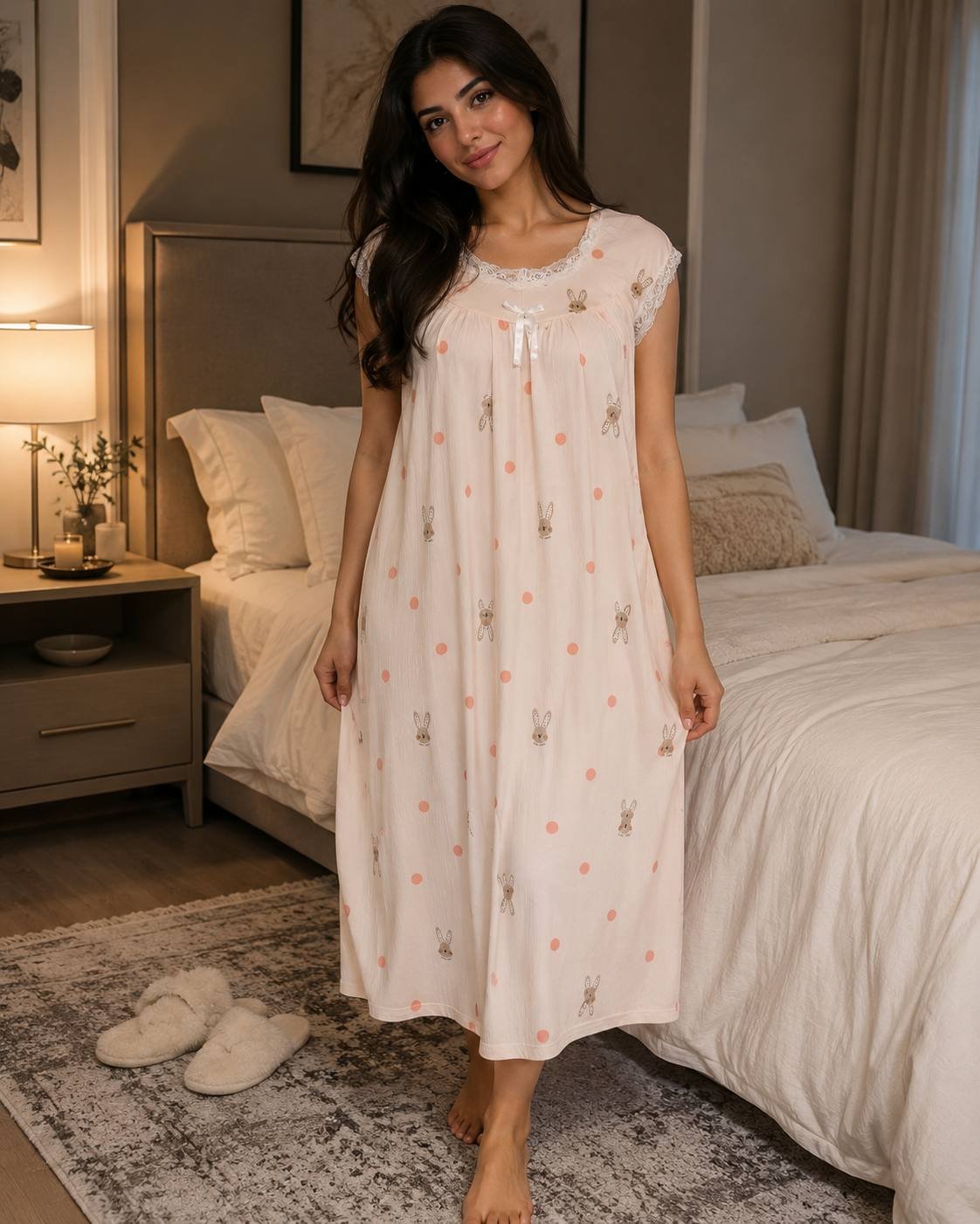 photo_2026-08-13_17-36-11 Bunny Dot Lace Nightdress - Image 1